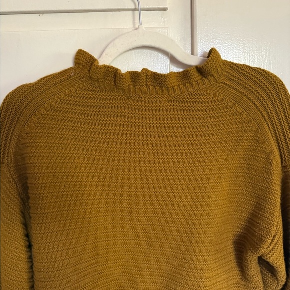 Madewell‎ Gold Ruffle Merino Wool Blend Sweater Size Medium - Picture 9 of 13